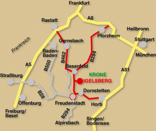 Anfahrt zur Krone Igelsberg